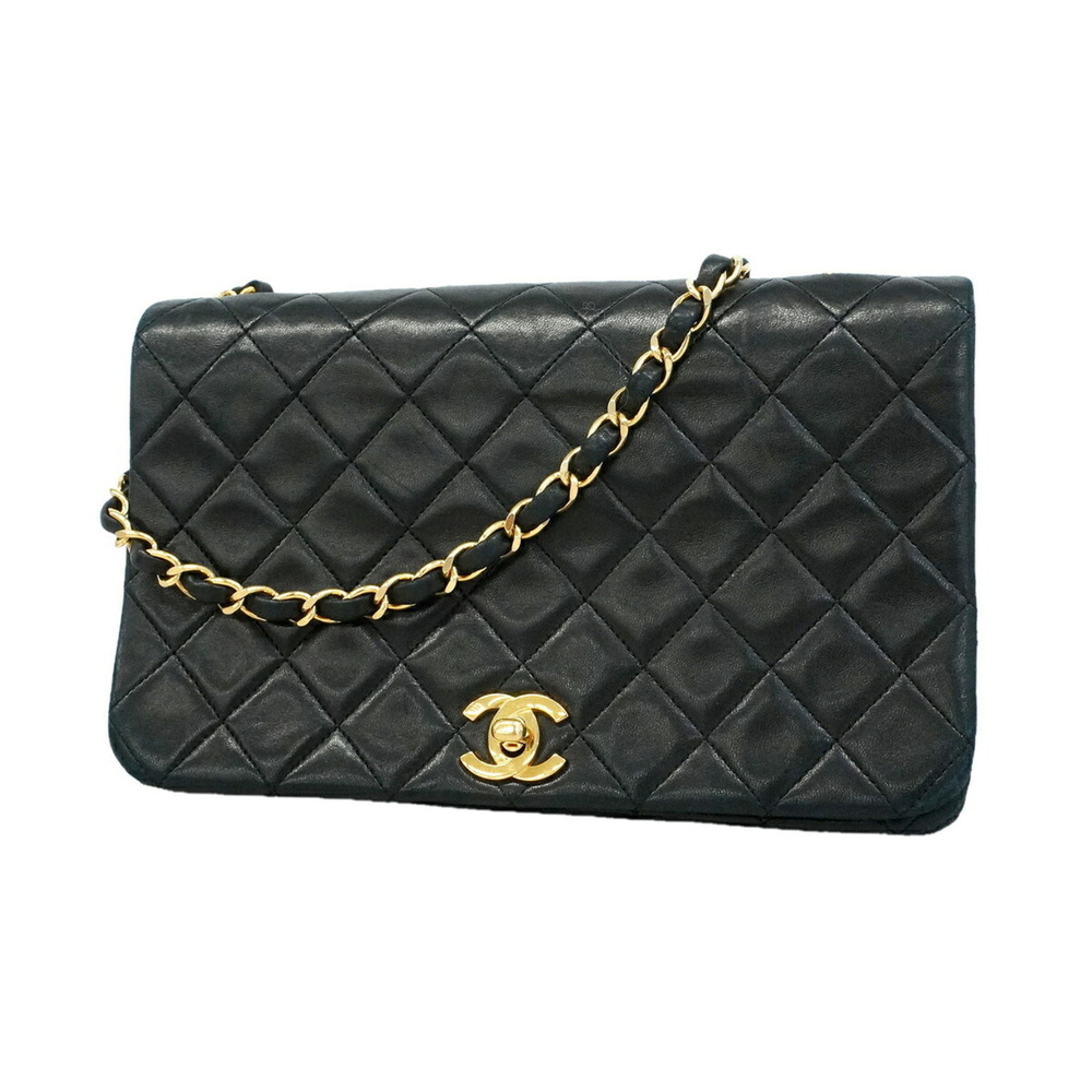Chanel Matelassé Chain Shoulder Bag, Lambskin, Black, Women's, P3493035
